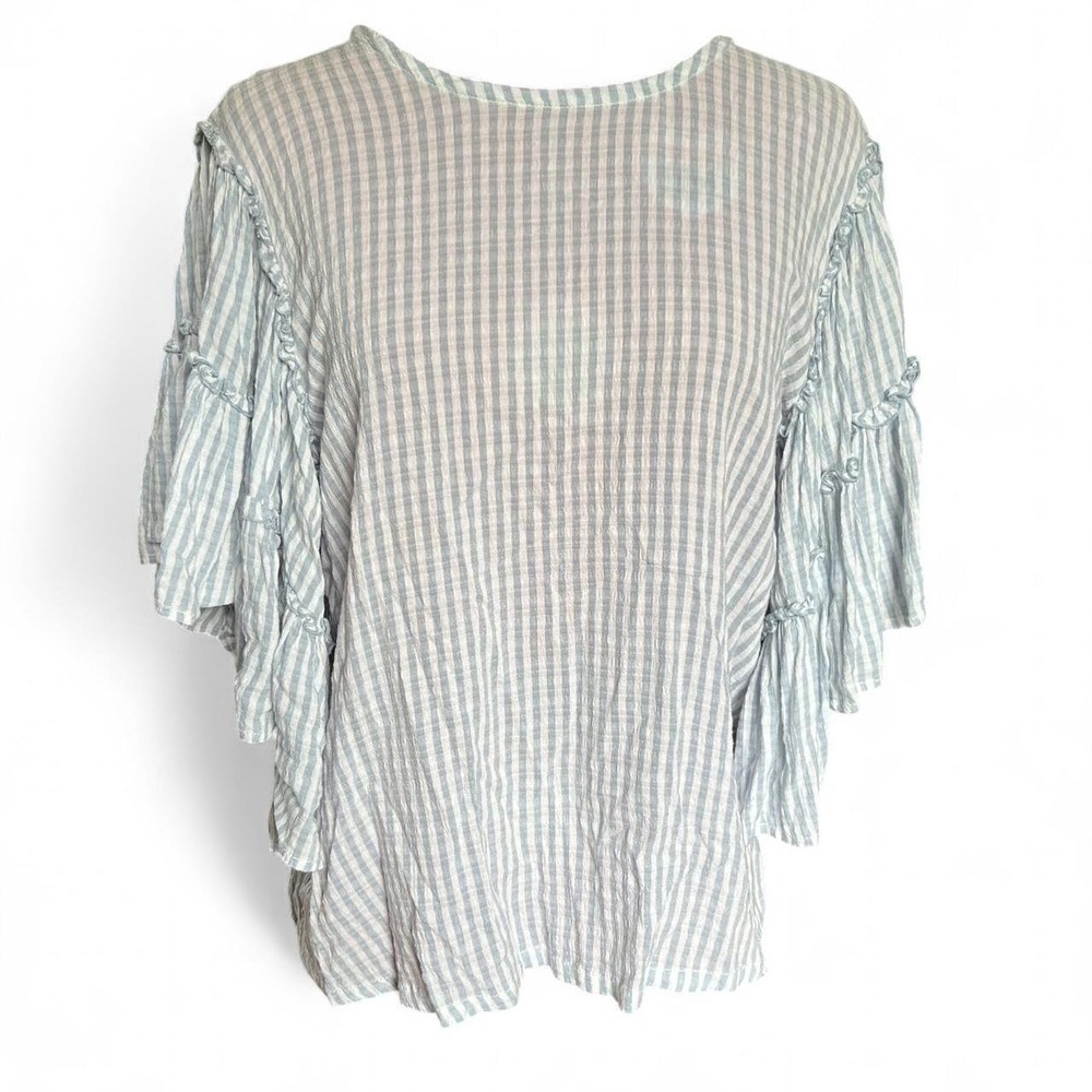 ANTHROPOLOGIE Pilcro Sybil Ruffle Sleeve Blouse Flowy Tiered Sleeve Medium Boho